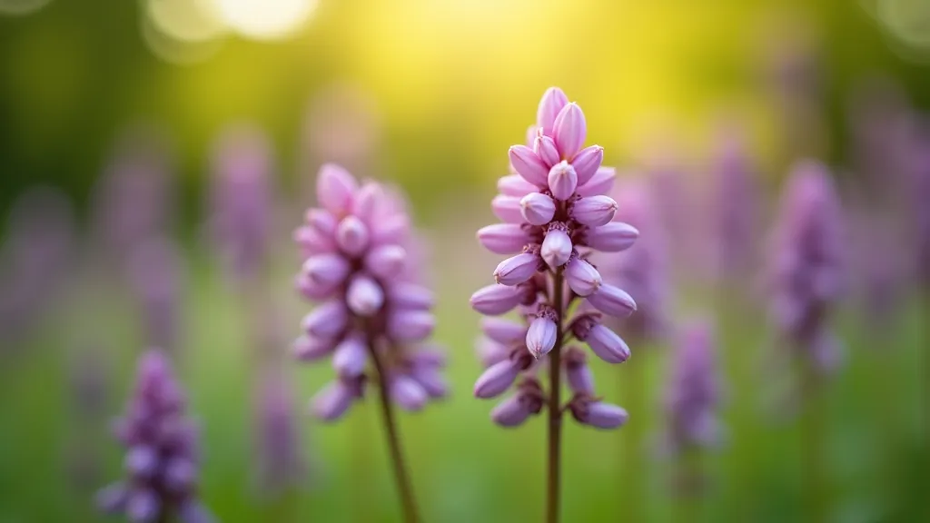 Tuvinājums pavasara ziediem — purpurkrāsas ūpenes, bokeh fons, makro fotogrāfija, dabīga gaisma